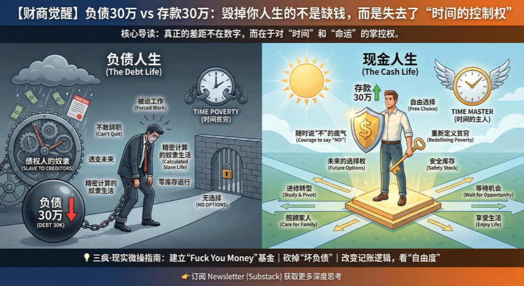 【财商觉醒】负债30万 vs 存款30万：毁掉你人生的不是缺钱，而是失去了时间的控制权