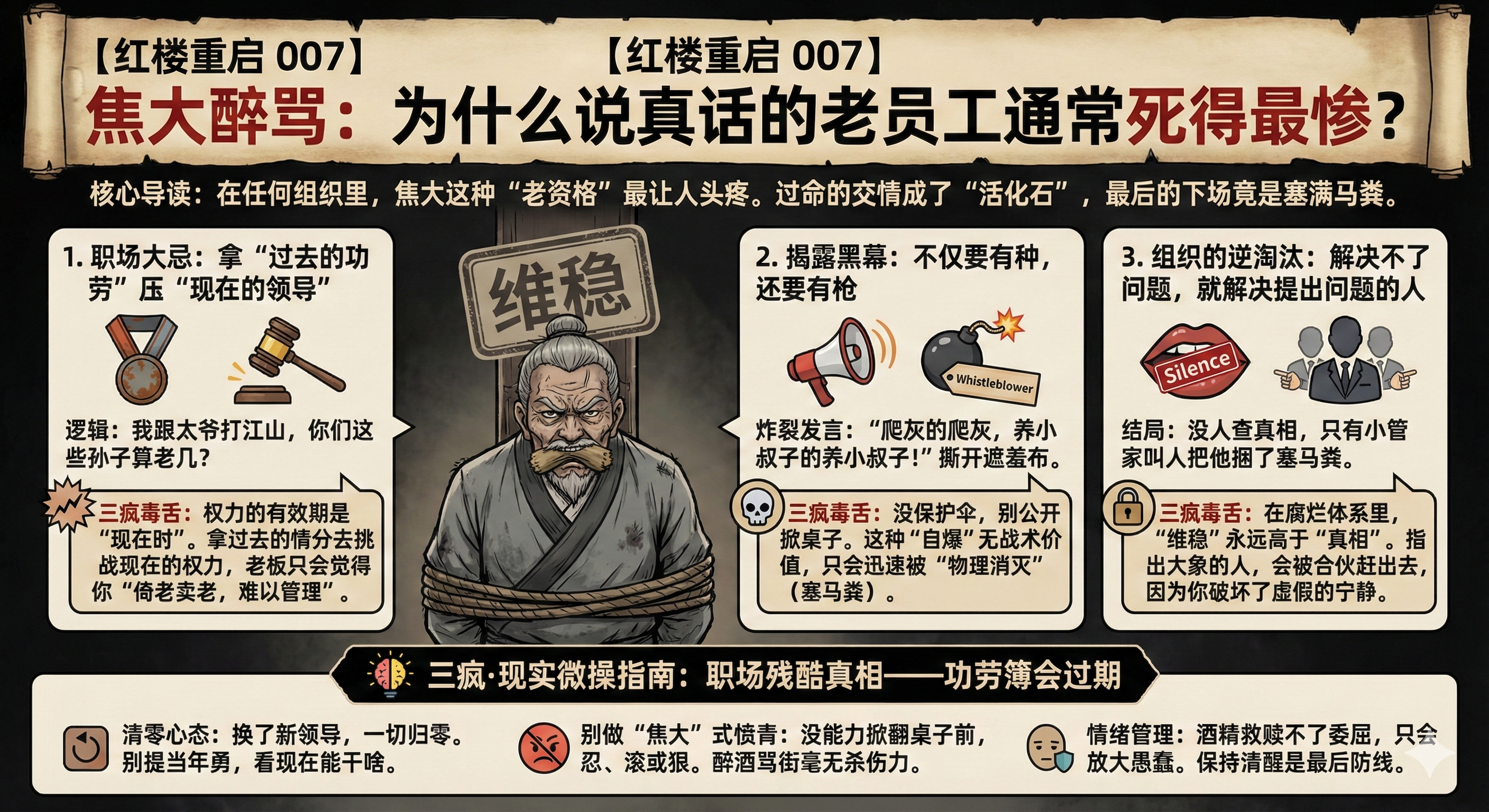 【红楼重启 007】焦大醉骂：为什么说真话的老员工通常死得最惨？